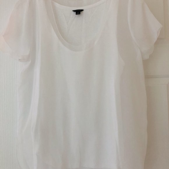 Ann Taylor white & sheer short sleeve blouse - Picture 7 of 7